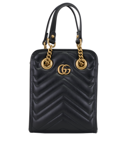 GG Marmont Matelasse Mini Crossbody, &pound;595, Handbags, Black, Leather, Front view